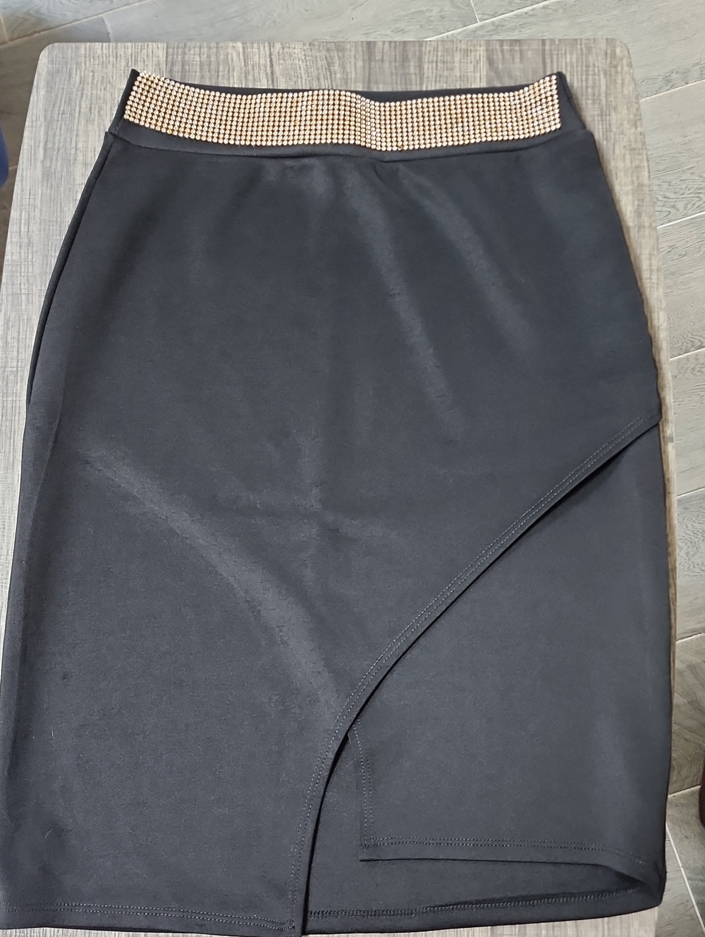 Junior D'flores Co Size Black Asymmetrical Skirt with Embellished Waistband
